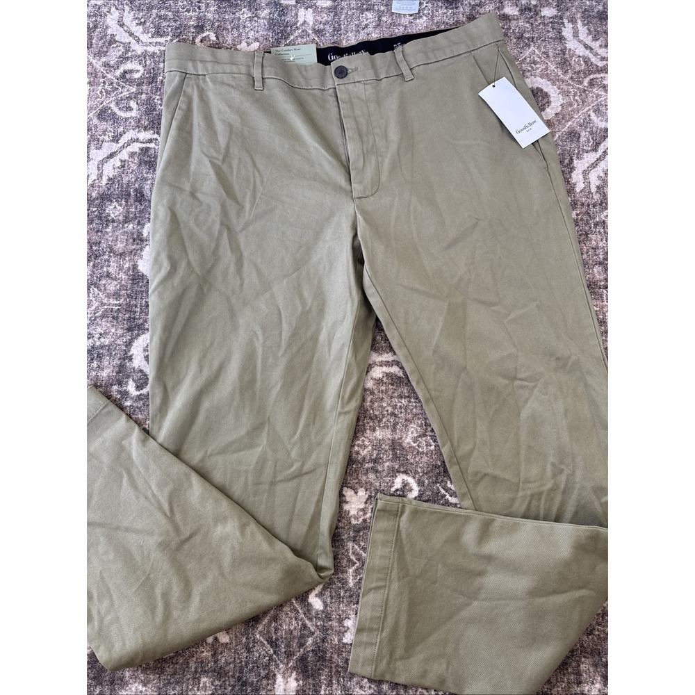 Men's Comfort Wear Slim Fit Chino Pants Olive 36x32